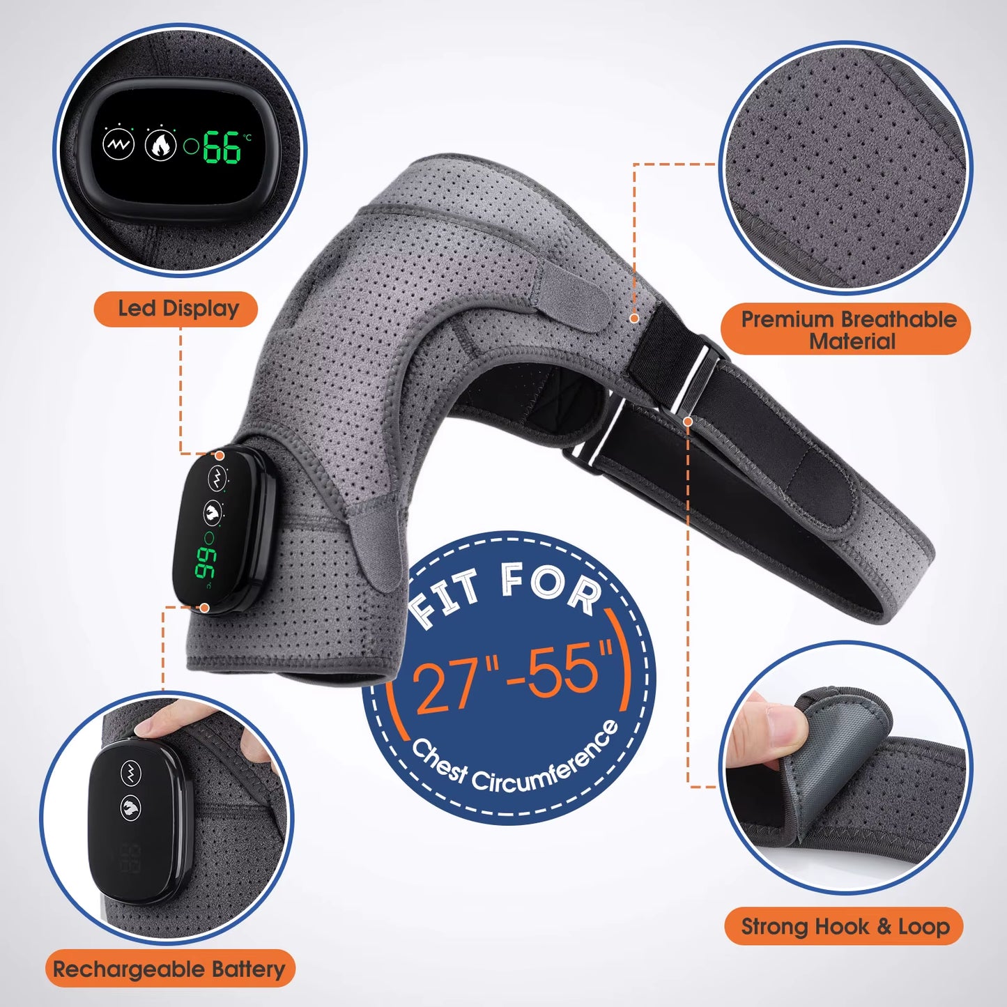 Electric Shoulder Massager Heating Pad Vibration Massage Support Belt Shoulder Thermal Brace