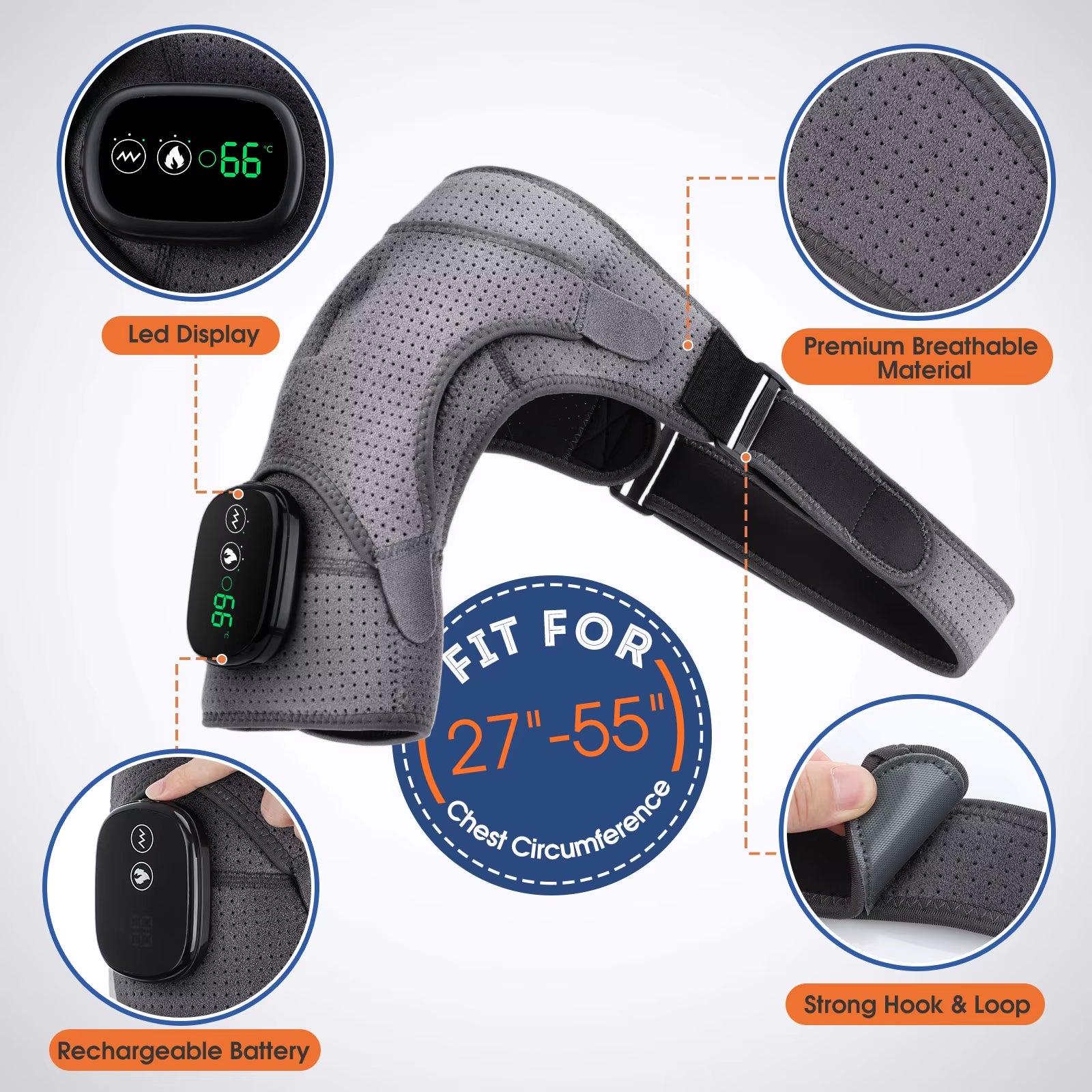 Electric Shoulder Massager Heating Pad Vibration Massage Support Belt Shoulder Thermal Brace
